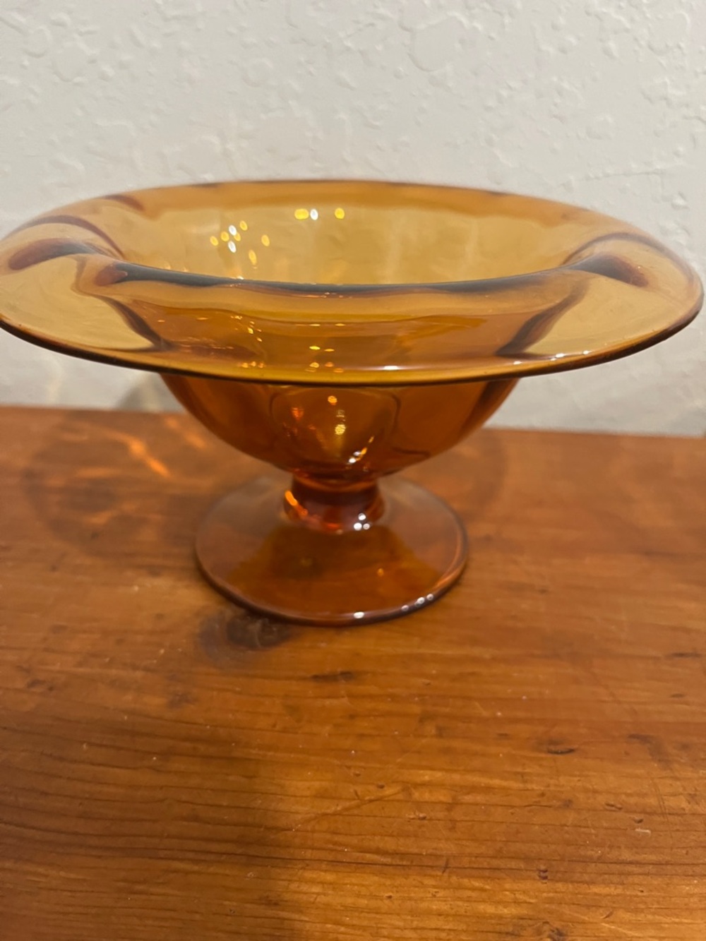Cambridge Amber Hand blown Vintage Glass Optic Compote Bowl Glassware